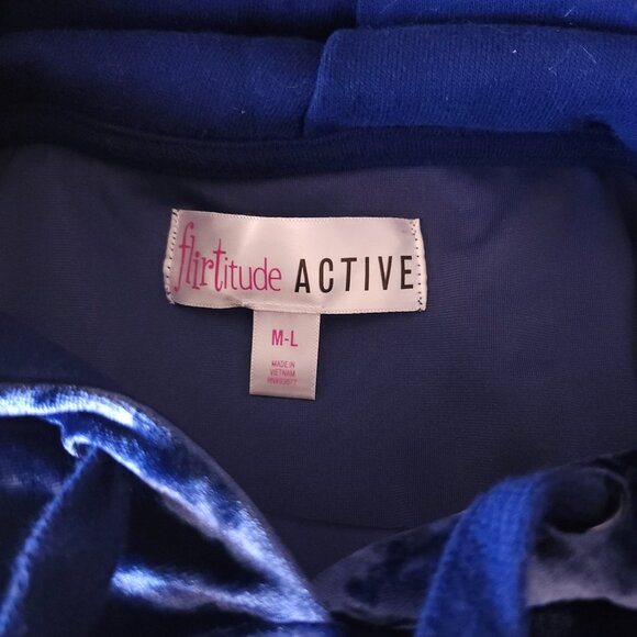 WOMEN’S PULLOVER HOODIE SAPPHIRE BLUE FLIRTITUDE ACTIVE SZ Med-Large 29 in Long - Picture 7 of 11